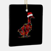 アヒルおもしろいクリスマスライトレッドプレイドマッチング セラミックオーナメント (右)
