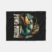 アヒルおもしろいハンターシャツ鳥口アヒル狩り行く フリースブランケット (正面(横))