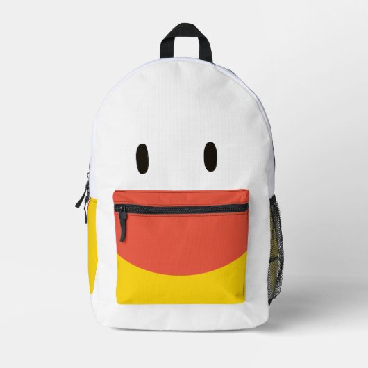 アヒルおもしろいホワイトオレンジ黄色かわいい動物 プリントバックパック (正面)