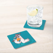 アヒルおもしろいボス漫画 スクエアペーパーコースター (インサイチュ)