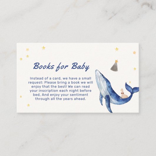 アヒルお洒落が赤ちゃんシャワー用の鯨書籍を星にする エンクロージャーカード (正面)