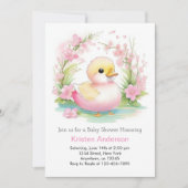 アヒルお洒落クリンクフローラガールベビーシャワー 招待状 (正面)