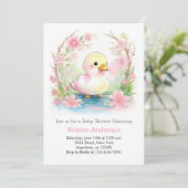 アヒルお洒落クリングワイルドフラワーガールベビーシャワー 招待状 (スタンド正面)