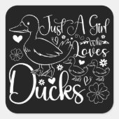 アヒルが大好きな女の子かわいいアヒルのオーナーおもしろい スクエアシール (正面)