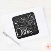 アヒルが大好きな女の子かわいいアヒルのオーナーおもしろい スクエアシール (封筒)