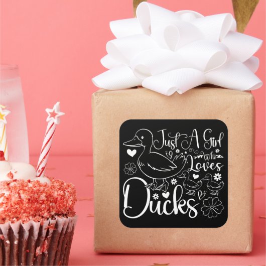 アヒルが大好きな女の子かわいいアヒルのオーナーおもしろい スクエアシール (パーティー)