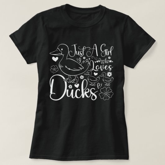 アヒルが大好きな女の子かわいいアヒルのオーナーおもしろい Tシャツ (デザイン正面)