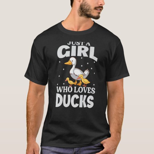 アヒルが大好きな女の子かわいいアヒル Tシャツ (正面)