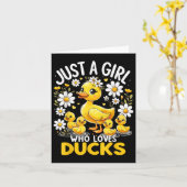 アヒルが大好きな女の子だけかわいいアヒルの恋人 カード (黄色い花)