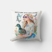 アヒルが大好きな女の子カスタムだけ文字 クッション (正面)