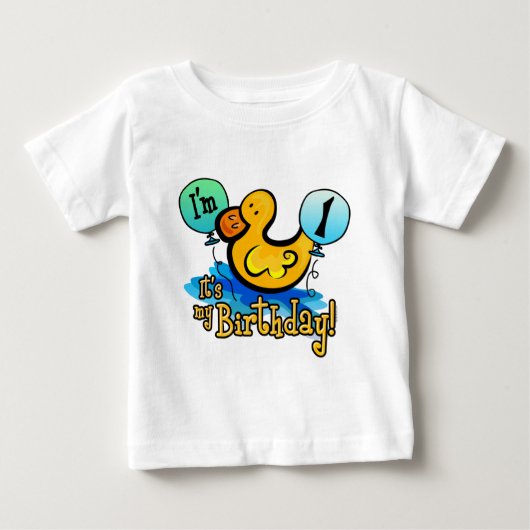 アヒルちゃんの第1誕生日 ベビーTシャツ (正面)
