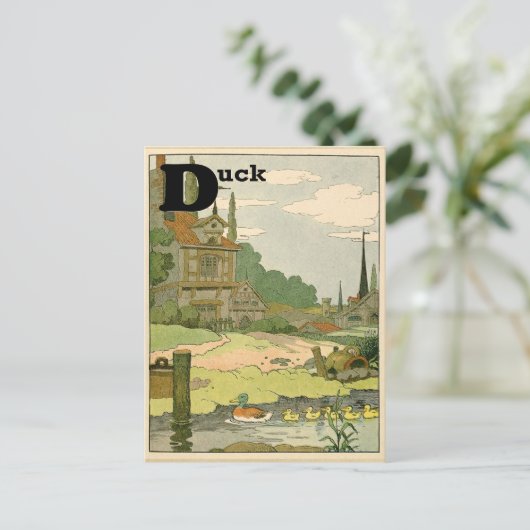 アヒルとアヒルのアルファベット文字 ポストカード (スタンド正面)