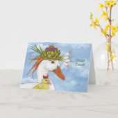 アヒルとアヒルのイースターカード カード (黄色い花)