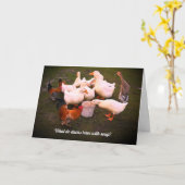 アヒルとチキン食べのおもしろい誕生日 カード (黄色い花)