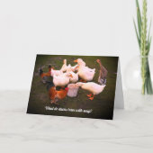 アヒルとチキン食べのおもしろい誕生日 カード (正面)