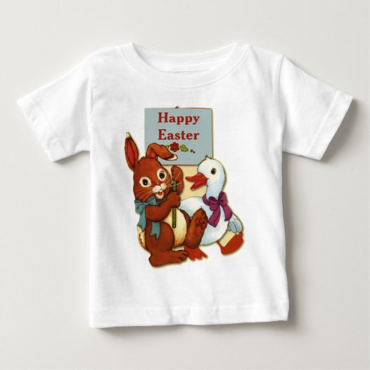 アヒルとバニー・イースター ベビーTシャツ (正面)