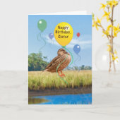 アヒルとバルーン付きシスター誕生日カード カード (黄色い花)