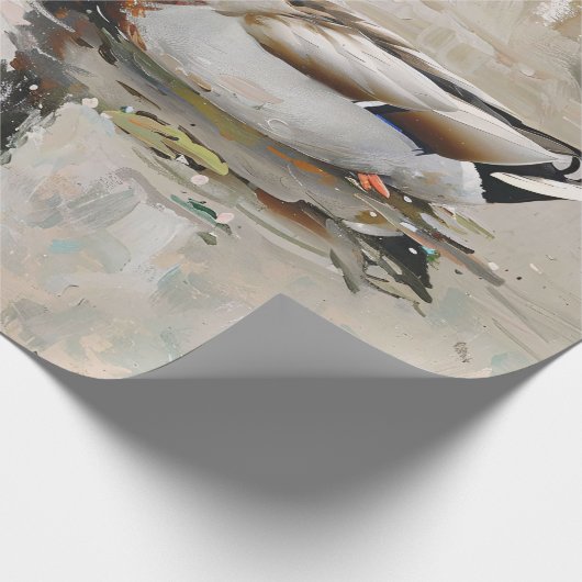 アヒルとマラードの絵を描野生動物の切り離し ラッピングペーパー (角)