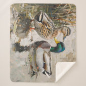 アヒルとマラードの絵を描野生動物 シェルパブランケット (正面)