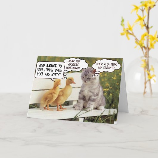 アヒルと子猫 カード (黄色い花)