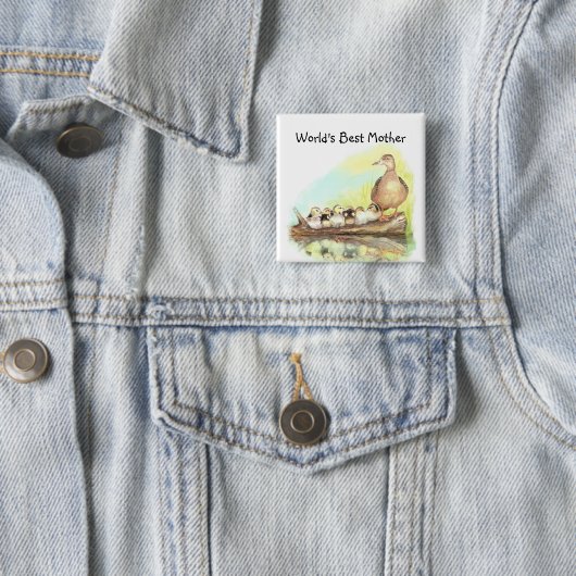 アヒルと最高のアヒルの付いた世界の母 缶バッジ (インサイチュ)
