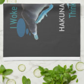 アヒルと私がこのような目覚め&ハクナマタタ文字 キッチンタオル (折り畳み)