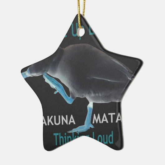 アヒルと私がこのような目覚め&ハクナマタタ文字 セラミックオーナメント (左)