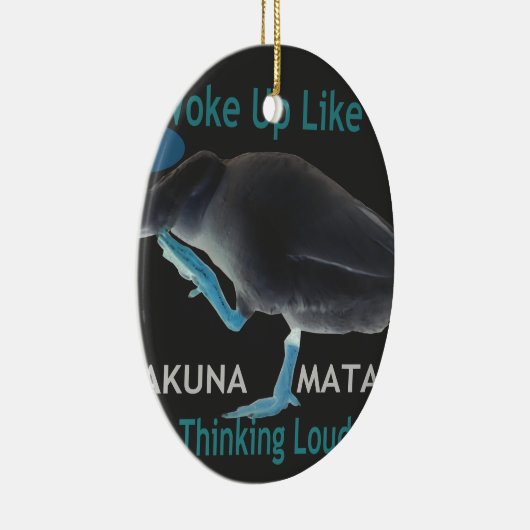 アヒルと私がこのような目覚め&ハクナマタタ文字 セラミックオーナメント (右)
