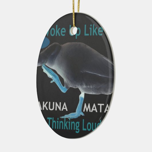 アヒルと私がこのような目覚め&ハクナマタタ文字 セラミックオーナメント (左)