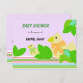 アヒルと緑の赤ちゃんシャワー 招待状 (正面/裏面)