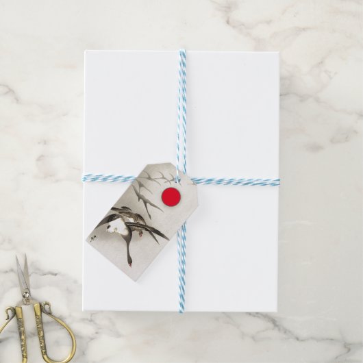 アヒルと赤月ギフトラベル ギフトタグ (より糸付き)