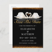 アヒルと金のテーマでスワンウエディング 案内ポストカード (正面/裏面)