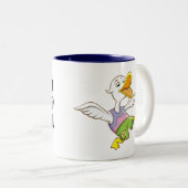 アヒルによって蹴られる! ウクライナの漫画のアヒルのマグ ツートーンマグカップ (正面右)