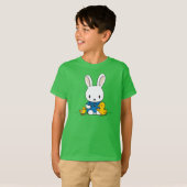 アヒルに可愛い動物がいるウサギ Tシャツ (正面フル)