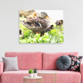 アヒルに囲まれた女性用マラルド キャンバスプリント (インサイチュ (リビング))