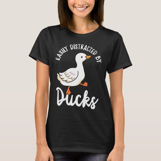アヒルに簡単に気を散らすK用かわいい歩くアヒル Tシャツ (正面)