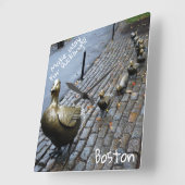 アヒルに道を譲る スクエア壁時計 (傾斜)