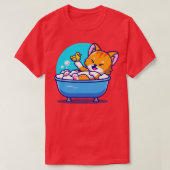 アヒルのおもちゃカート入りバスタブの可愛い猫風呂 Tシャツ (デザイン正面)