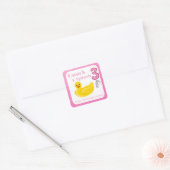 アヒルのお誕生日会の招待状(3歳用) Quack and Splash Duck 3rd Birth スクエアシール (封筒)