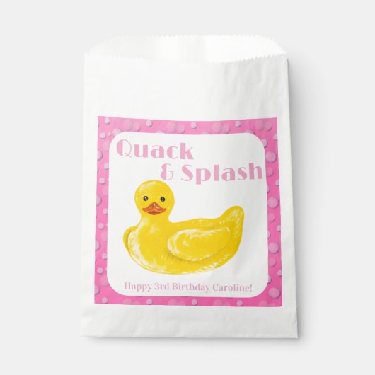 アヒルのお誕生日会の招待状(3歳用) Quack and Splash Duck 3rd Birth フェイバーバッグ (正面)