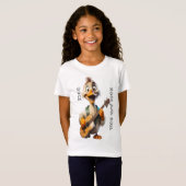 アヒルのカリカチュア ギター カートゥーン Tシャツ (正面フル)