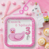 アヒルのガーガー水遊び 3歳の誕生日招待状 ペーパープレート (パーティー)