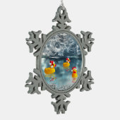 アヒルのクリスマス スノーフレークピューターオーナメント (左)