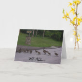 アヒルのクワックのグループユーハッピーバースデーグループ カード (黄色い花)