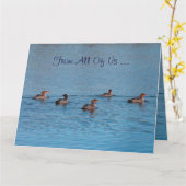 アヒルのグループ カード (黄色い花)