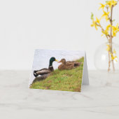 アヒルのノートカ空白のード カード (黄色い花)