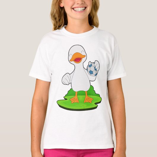 アヒルのハンドボール選手 ハンドボール Tシャツ (正面)