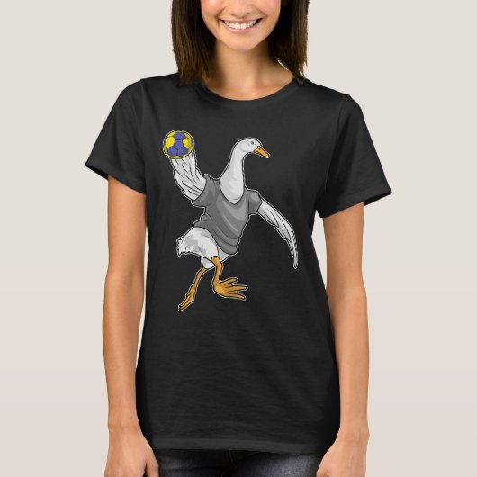 アヒルのハンドボール選手 ハンドボール Tシャツ (正面)
