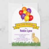 アヒルのバルーン子供の誕生日パーティー 招待状 (裏面)