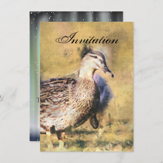 アヒルのパーティーの発表の招待状 招待状 (正面/裏面)